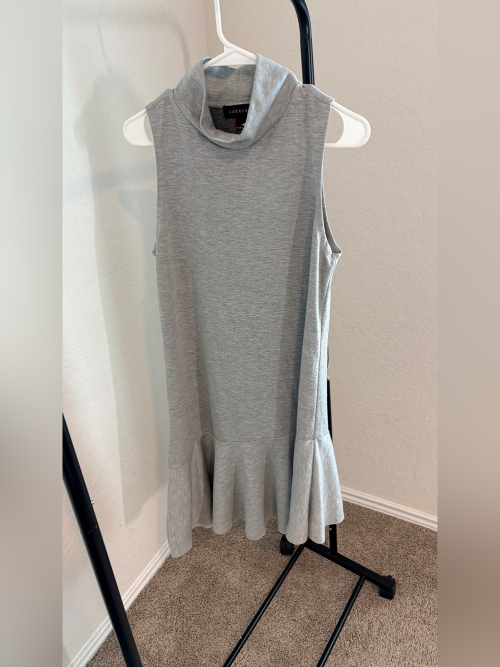 Scarlett Light Gray Sleeveless Drop-Waist Dress with Ruffle Hem